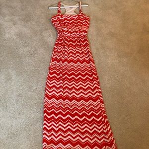 An orange, chevron maxi dress!